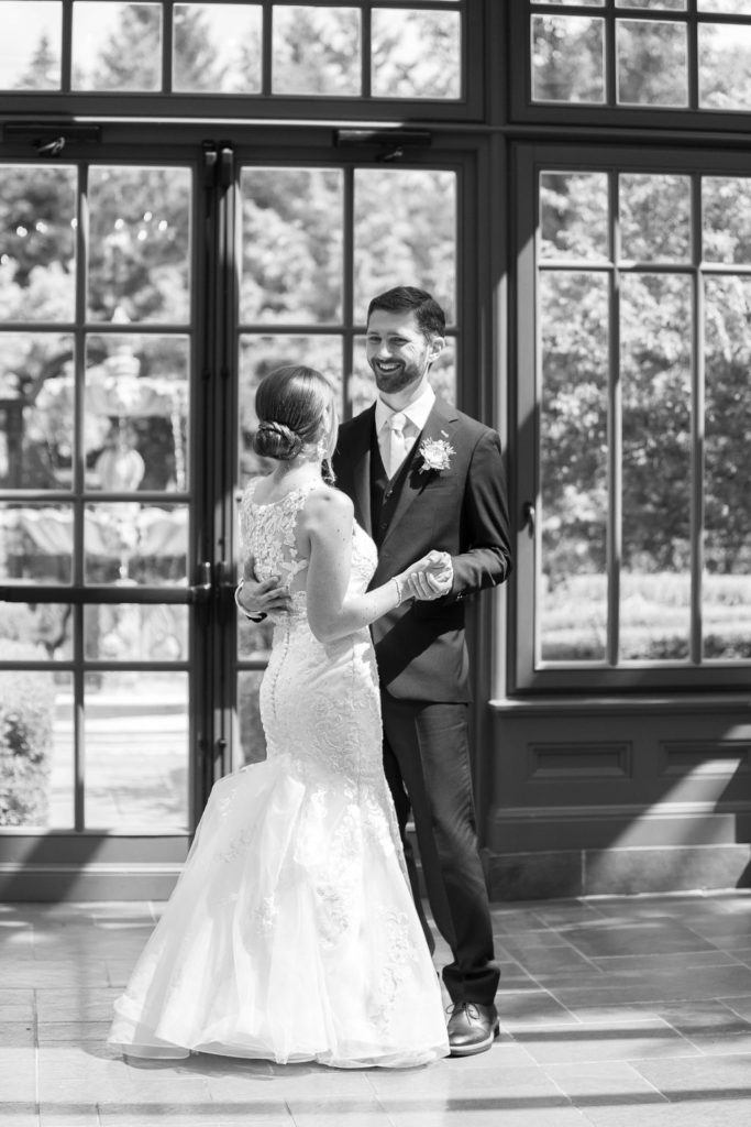 Bride and Groom's first dance at the Royal Park Hotel Gardens in Rochester, Michigan