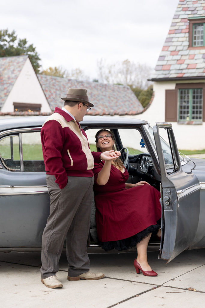 Packard Proving Grounds Engagement Session with vintage car, photographed by Taylor Ingles Photography