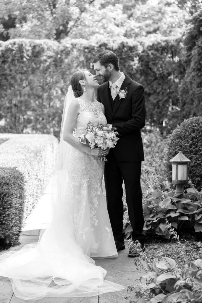 Wedding ceremony at the Royal Park Hotel Gardens in Rochester, Michigan