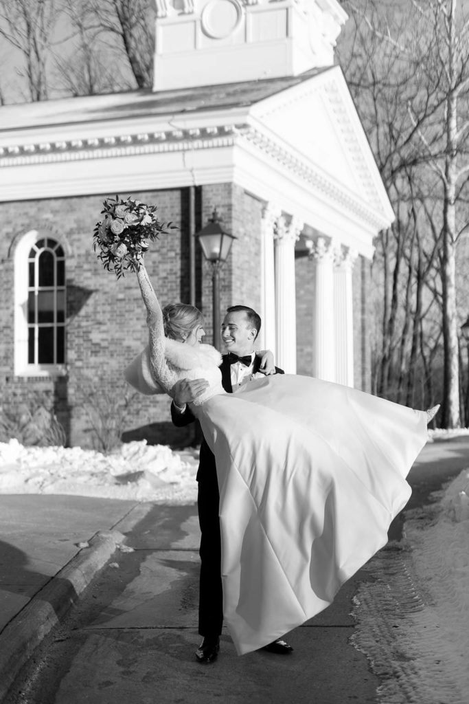 Winter wedding at Greenfield Village Martha Mary Chapel Taylor Ingles Photography
